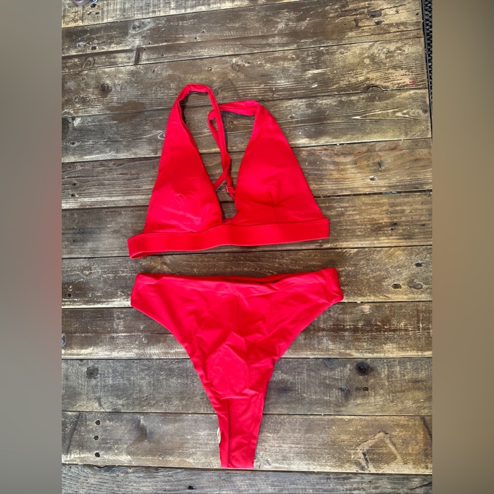Red Thong Bikini S Cute Crisscross Top Super Cute Summer Set Unbranded NWOT